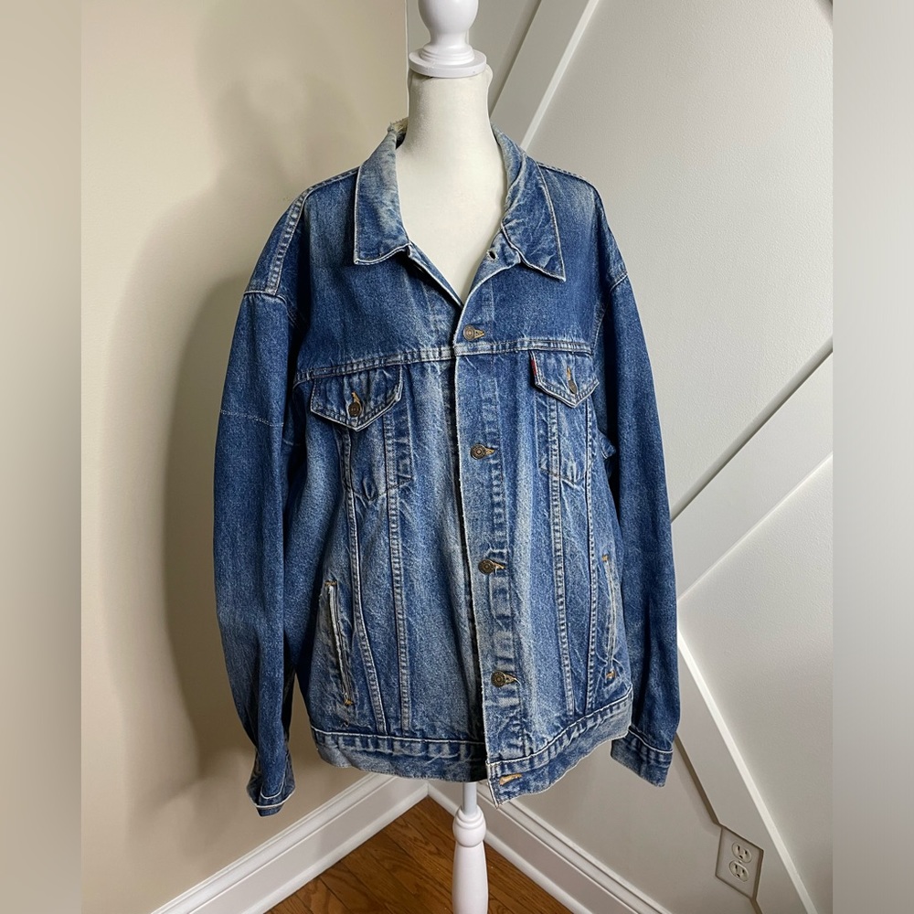 1980s Vintage LEVIS 71506 0216 Blue sz 54 Denim Trucker Jacket